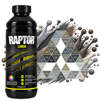 Raptor Tintable  Coating set  3,8 liter + Verharder-RAL-7000 SERIE